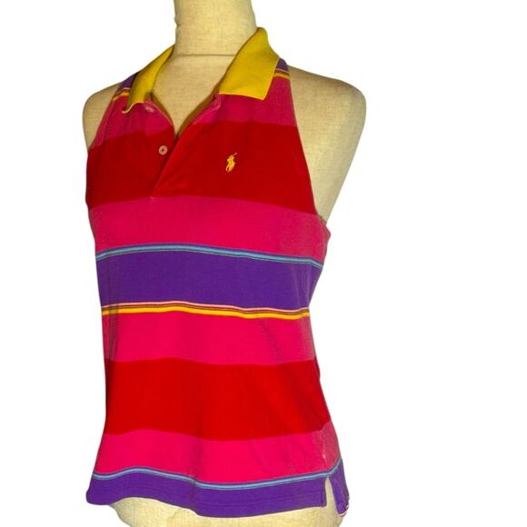 Vtg Ralph Lauren Striped Polo Tank Top Womens Size Large Tennis Prep Ivy League - Picture 2 of 10